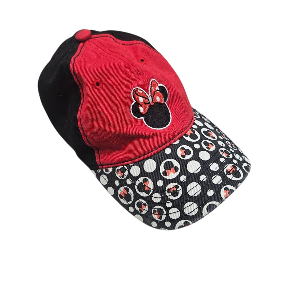 Disney Minnie Mouse Baseball Cap Red Black Adjustable Strap Kids Children Hat